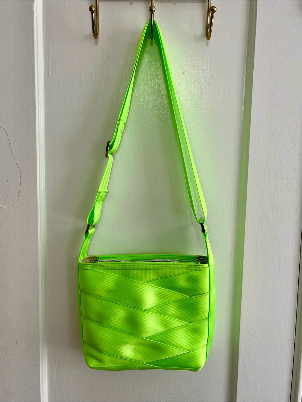 Neon Green Seat Belt Crossbody Bag by FiberTime